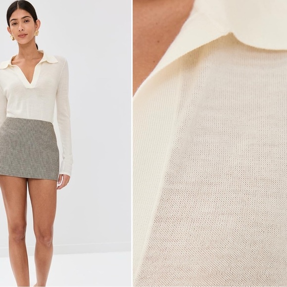 Reformation Lucas Relaxed Regenerative Lightweight Merino Wool Collared Sweater - Picture 2 of 9